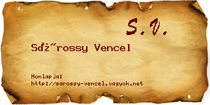 Sárossy Vencel névjegykártya